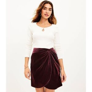 LOFT Wine colored Velvet “Wrap” Skirt - Holiday Wear